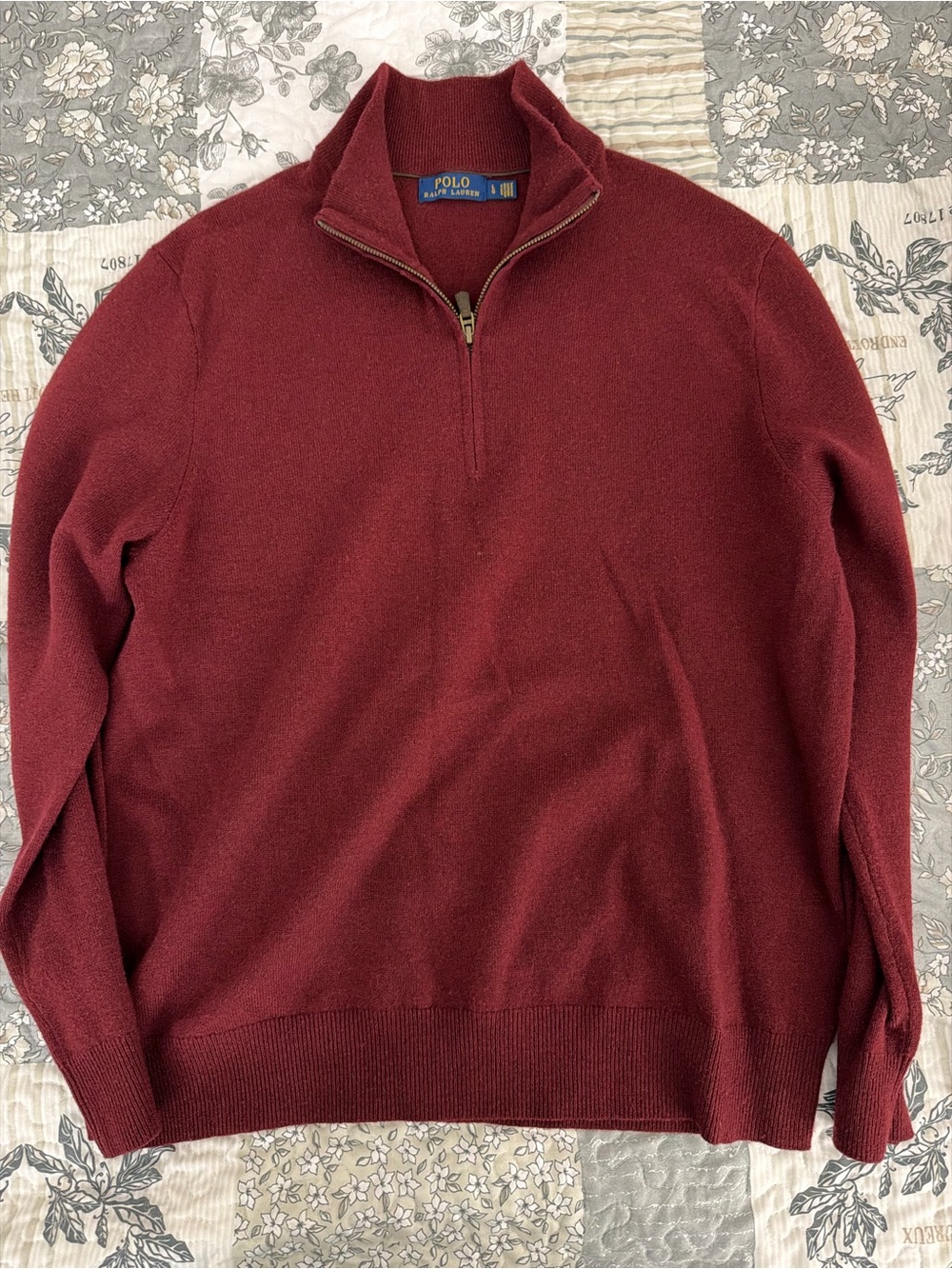 Ralph Lauren Men's Zip Mock Neck Sweater - Burgundy